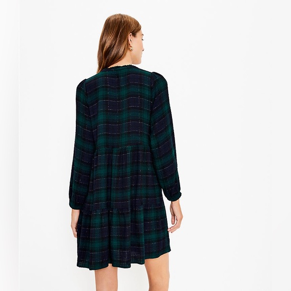 Loft Shimmer Plaid Tiered Dress - Picture 3 of 7